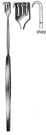 Tracheal Retractor Sharp Serrated Handle (4 Prong) 16.5 cm


